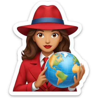Carmen sandiego bust with globe sticker