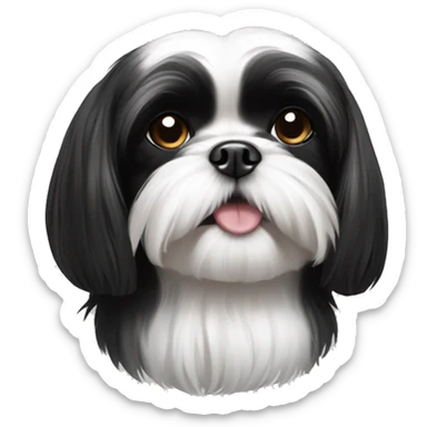 Adult black and white shih tzu sticker