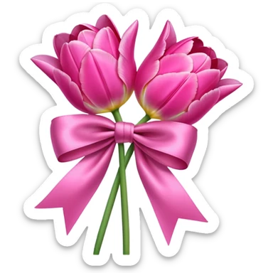 Pink tulips with a bow sticker