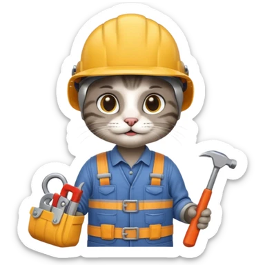 cat, handyman Outfit, wearing a Helmet sticker