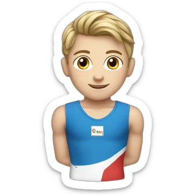 sporty european boy in gymnast uniform sticker