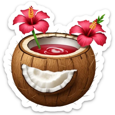 coconut drink with red flowers sticker