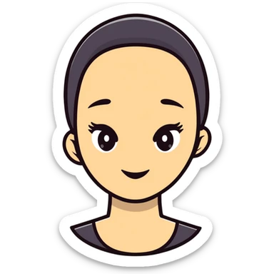 girl character with oval flat top head sticker