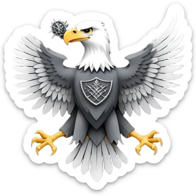 Game of thrones style eagal Sigil in Stark Colors in square picture frame  sticker