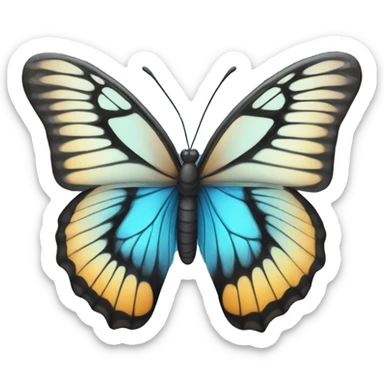 A Butterfly wing with colour the left is black and the right is blue sticker