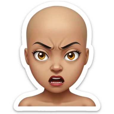 bald headed girl angry sticker