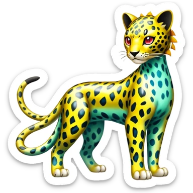 Shiny Elemental Exotic Colorful Epic Cool Tropical Liepard-Delcatty-Pokémon-Fakémon-hybrid-creature (full body) sticker