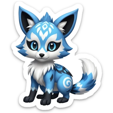 Futuristic furry fluffy floofy feathery tribal marked Genet-Absol-Kyurem-Zeraora-Primagen-fusion-creature  sticker