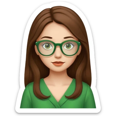 green glasses and green dressed woman long hair sticker