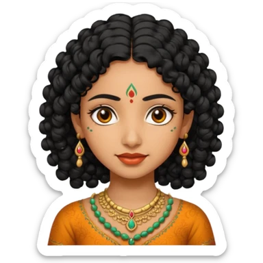 Indian fat girl south Indian curly short black hair tan skin sticker