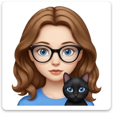 Girl with light brown wavy hair, pale skin, blue eyes, and black cat eye glasses  sticker