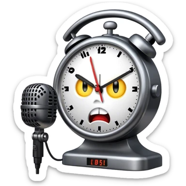 Angry clock talking into microphone  sticker