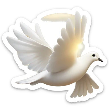 Flying white dove in golden light  sticker