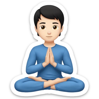 White boy with black hair doing namaste  sticker