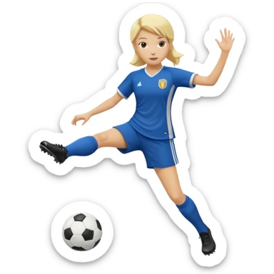 blond soccer girl, kicking a ball sticker
