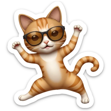 Cat with sunglasses dancing sticker