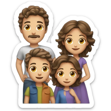 Family of 4. Dad with salt and pepper hair, mom with straight brown hair, 7 year old son with brown hair, 4 year old daughter with brown hair. sticker