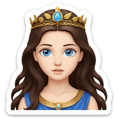 greek goddess long brunette hair blue eyes sticker