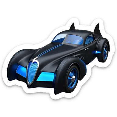  the animated series aerodynamic opulent dark knight futuristic concept Batmobile loosely based on 1936 cord 812 jaguar(flat long straight faceted mechanical body) winged stealthy street hot rod  sticker