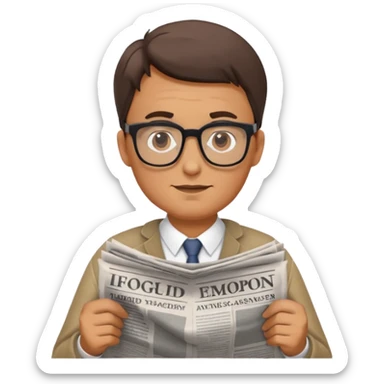 man Folding newspaper sticker