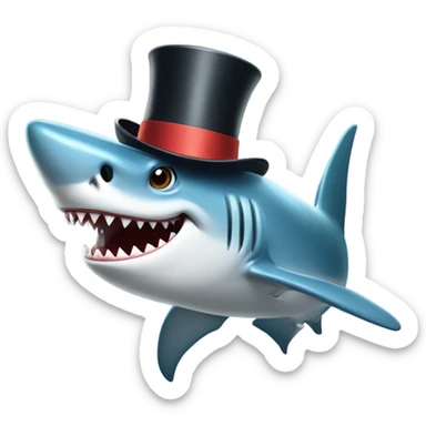 Shark with a top hat sticking tongue out  sticker