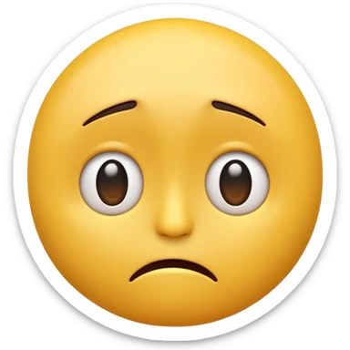 3D illustration of an emoji with a dejected or worried facial expression. sticker