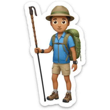 memoji face iphone: men, a solo hiker with carrying a few items and make it face only sticker