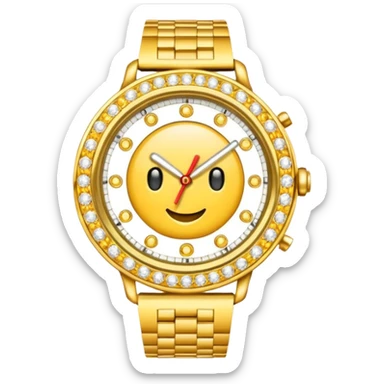 Crea un reloj de oro amarillo con muchos diamantes sticker