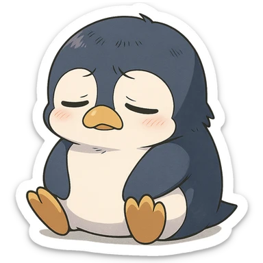 anime style penguin sleeping, looking sad sticker