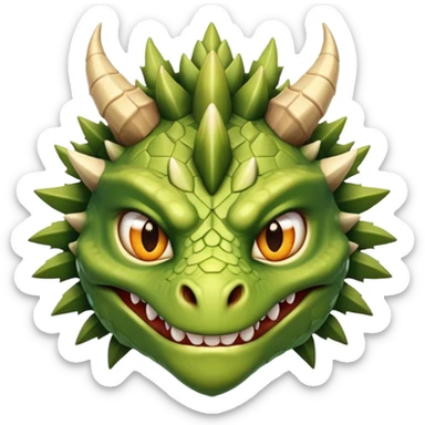 Spiny dragonkin face, warrior with bony scaly face, almond lime eyes sticker