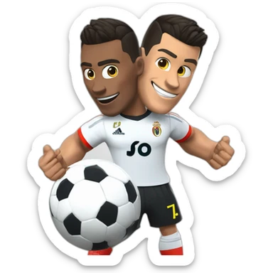 Crea un emoji de cr7 estilo pixar que tenga un logo que diga: "Puro CANCHEROS FC" sticker