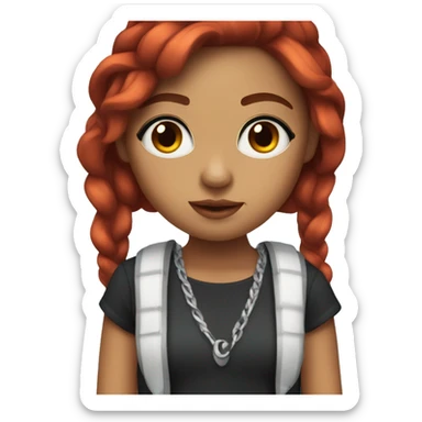 mexican girl with medium lenght midnight red hair and black eyes sticker