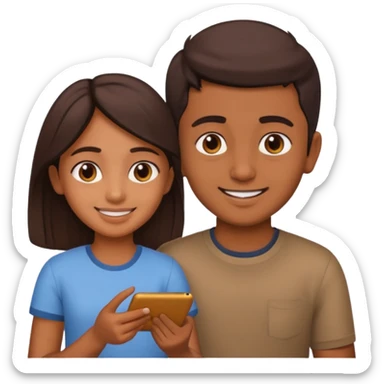Make an emoji of an indian girl who is teaching an indian boy how to make emojis sticker