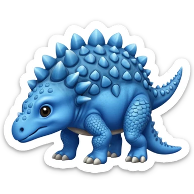 As un emoji de el dinosaurios ANQUILOSAURIO de perfil en color azul que sea bebe y tenga un efecto mas animado que sea mas animado y sin tantos picos pero que sea ANQUILOSAURIOno se parese a un ANQUILOSAURIO  sticker