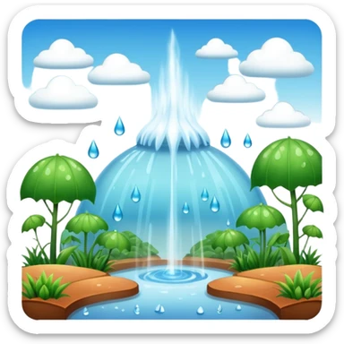 Create a greenhouse effect humid weather landskape imag humid more humid add draps falling sticker