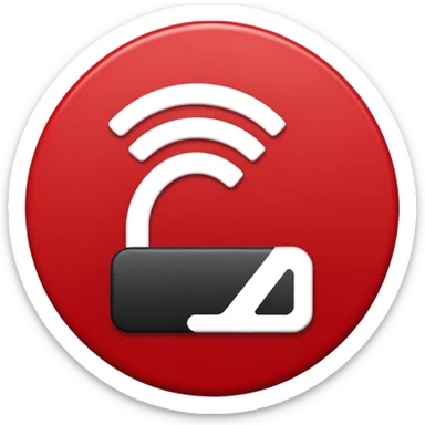 Minimalist “No Wi-Fi” icon, flat vector style on white background. A clean black Wi-Fi signal symbol inside a bold red circle with a diagonal clearly shows no internet connection or poor connection. No text, shadows, or extra details sticker
