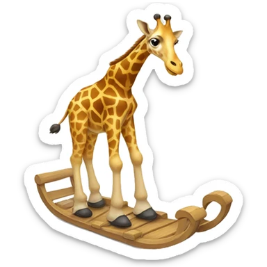 Giraffe on sled sticker