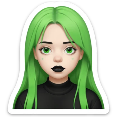billie eilish half green half black hair sticker