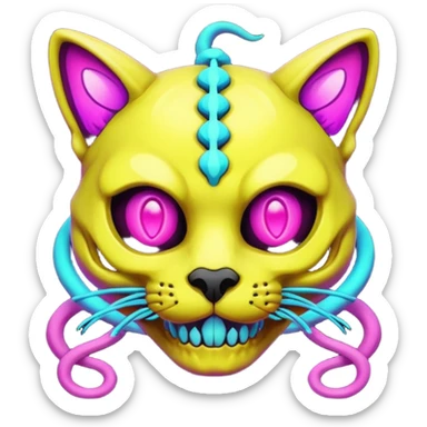Catty Neon Snaky Protogen-Skull-cat  sticker