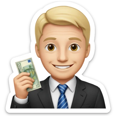 AN UNCLE with a tie in business clothes and with euro money
 sticker