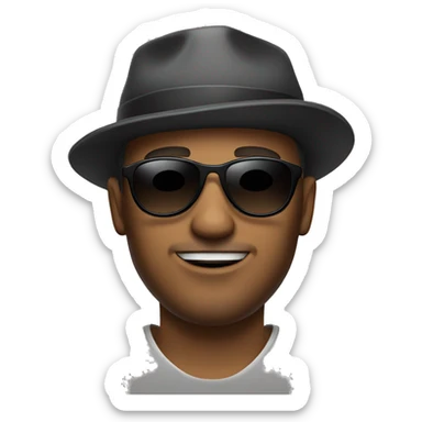 cool guy with shades and hat and a tattoo sticker