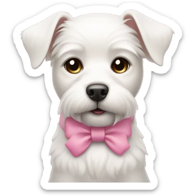 white dog with pink bow very cute and minimalist  sticker