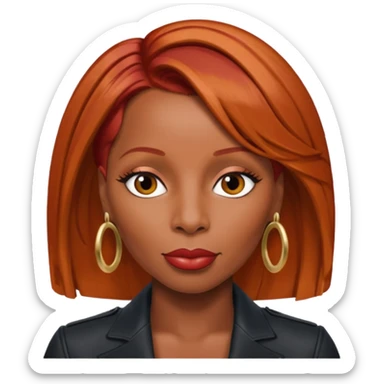 Mary J Blige with red hair sticker