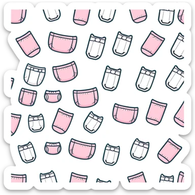 pastel pink baby diaper with cartoon nursery print pattern sticker