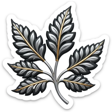 Black and silver filigree leaf, 3D, extremely detailed design sticker
