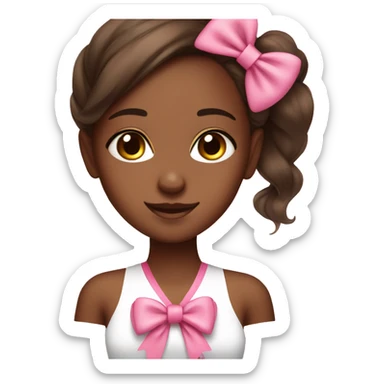 brown skin care girl with pink bow sticker