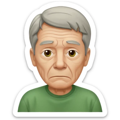 tired looking 65 year old man in green shirt sticker