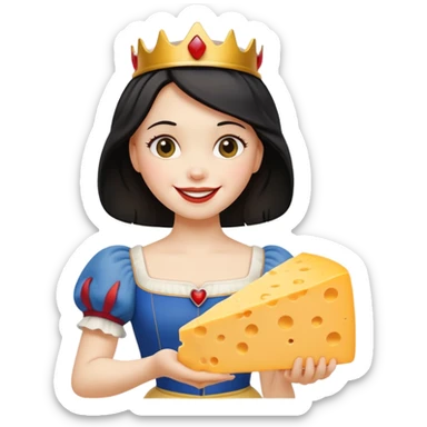  smiling Snow White holding wedge of cheese sticker