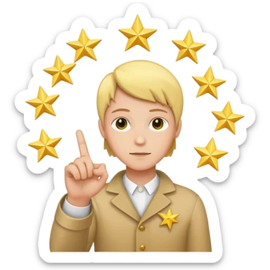 index finger pointing with a star at the fingertip and yod symbols surrounding the finger sticker