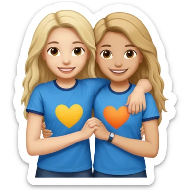 Two Girls with their arms around each other at summer camp sticker